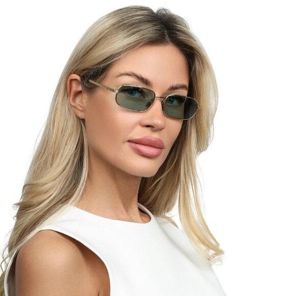 Gucci GG1457S 005 Women BRAND NEW Sunglasses Gold Green Rectangle main image 12